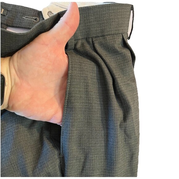 Ralph Ralph Lauren Charcoal Gray Micro Checks Pleated Cuffed Dress Pants 36 x 34 - Picture 6 of 13